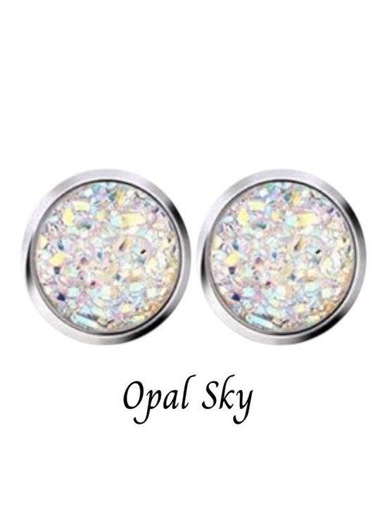 Tuscon Gem and Minerals Jewelry - Tucson Gem & Minerals Opal Sky Druzy Stud Earrings 10mm NWT